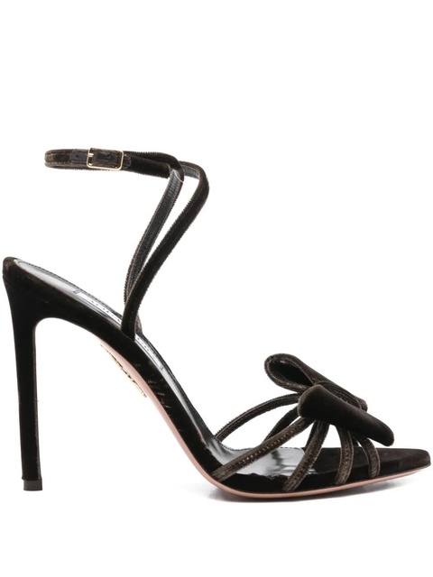 Aquazzura 105mm bow ankle-strap sandals - Brown - zdjęcie produktu nr 1