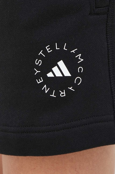 adidas by Stella McCartney szorty bawełniane Terry kolor czarny gładkie high waist IK9093 - zdjęcie produktu nr 2