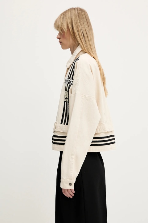 adidas Originals kurtka jeansowa Denim Track Top kolor beżowy przejściowa oversize JD5617 - zdjęcie produktu nr 2