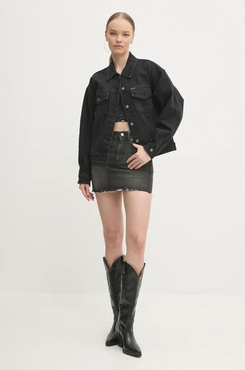 Guess Jeans kurtka jeansowa damska kolor czarny przejściowa oversize W4BN56 D5E83 - zdjęcie produktu nr 2