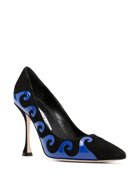 Manolo Blahnik Kasai 105mm swirl-detail pumps - Black - zdjęcie produktu nr 2