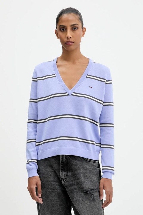 Tommy Jeans sweter bawełniany kolor niebieski DW0DW19888 - zdjęcie produktu nr 1