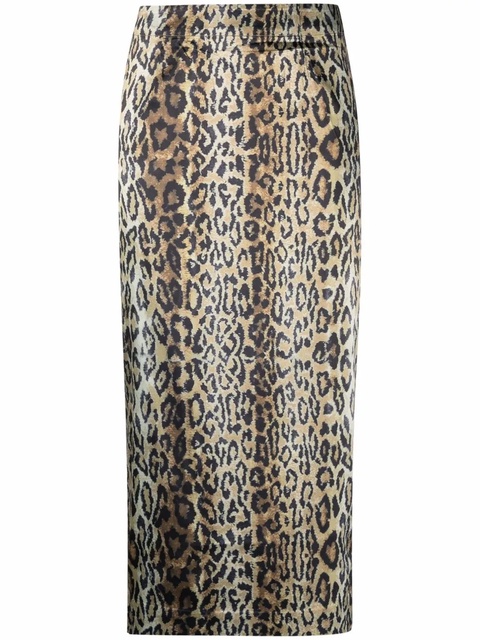 ROTATE BIRGER CHRISTENSEN Tasha animal-print pencil skirt - Neutrals - zdjęcie produktu nr 1