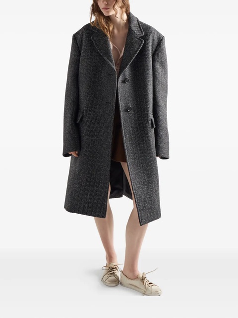 Prada herringbone notched-lapel coat - Grey - zdjęcie produktu nr 2