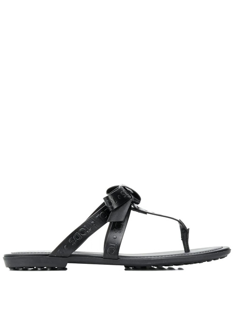 Tod's embossed logo flat sandals - Black - zdjęcie produktu nr 1