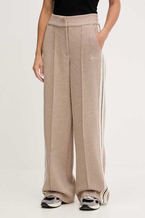 Guess spodnie dresowe z domieszką wełny MURIEL damskie kolor beżowy z aplikacją V5BB16 KCX52 - zdjęcie produktu nr 1