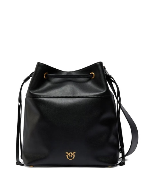 PINKO drawstring leather medium bucket bag - Black - zdjęcie produktu nr 1