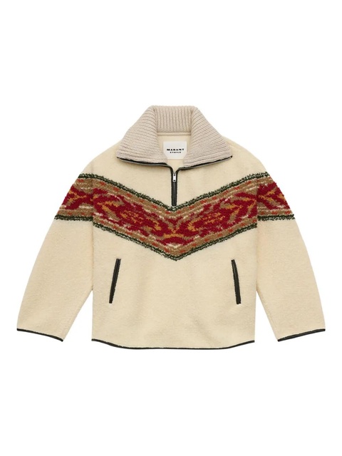MARANT ÉTOILE Marner graphic-stripe fleece sweater - Neutrals - zdjęcie produktu nr 1