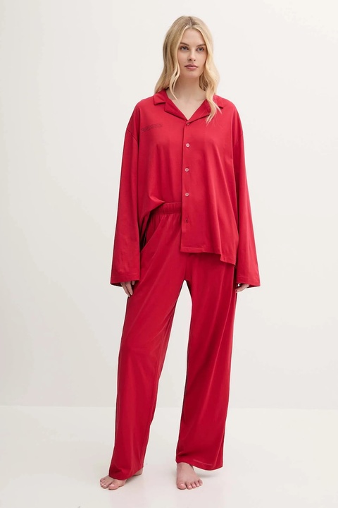 Pangaia piżama bawełniana damska kolor czerwony bawełniana 10002462 - zdjęcie produktu nr 1