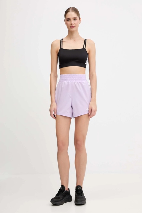 adidas Performance szorty treningowe Pacer damskie kolor fioletowy gładkie high waist JX4852 - zdjęcie produktu nr 2