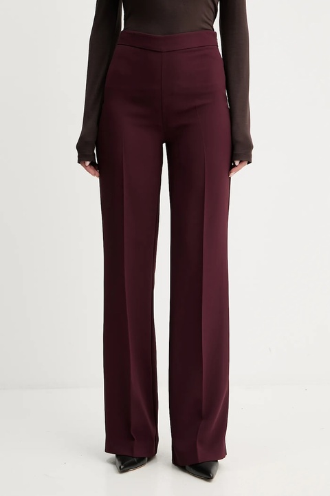 Twinset spodnie damskie kolor bordowy proste high waist 252TP2591 - zdjęcie produktu nr 1