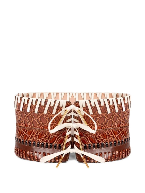 DRIES VAN NOTEN whipstitch-embellished corset belt - Brown - zdjęcie produktu nr 1