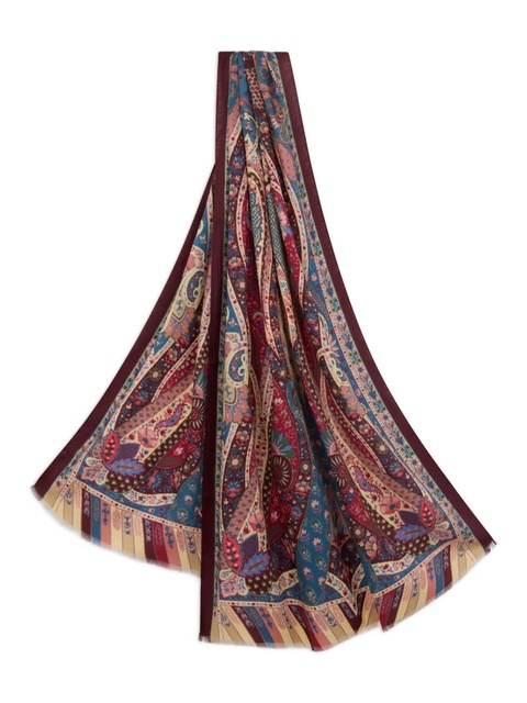 ETRO paisley print wool silk scarf - Blue - zdjęcie produktu nr 1