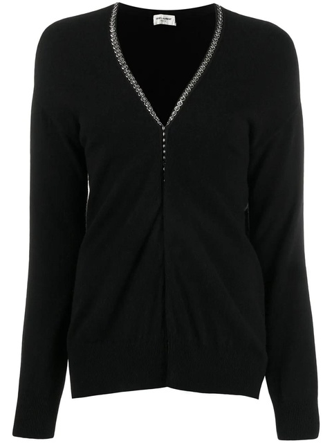 Saint Laurent embellished trim cardigan - Black - zdjęcie produktu nr 1