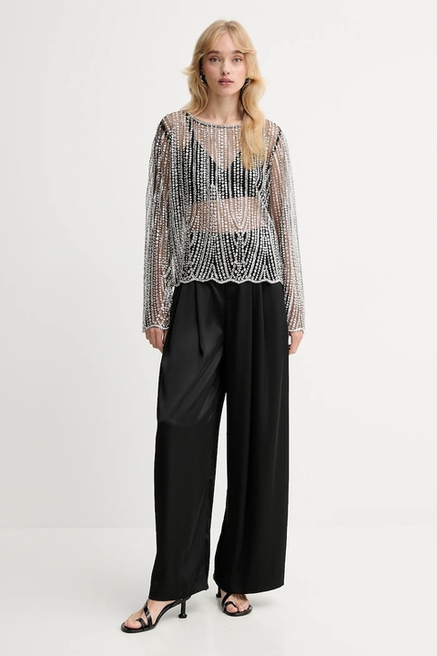 Gestuz bluzka damska kolor srebrny wzorzysta 10910698 - zdjęcie produktu nr 2