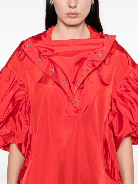 Simone Rocha ruffle-detail petal-sleeve hoodie - Red - zdjęcie produktu nr 2
