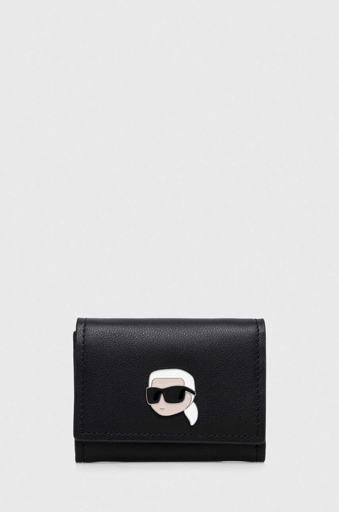 Karl Lagerfeld portfel skórzany damski kolor czarny - zdjęcie produktu nr 1