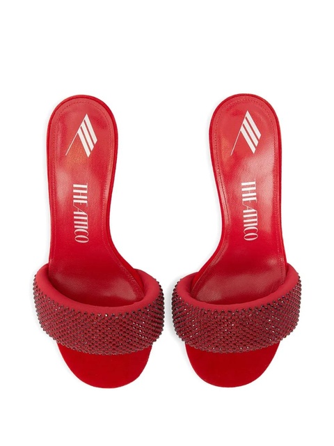 The Attico 60mm crystal-embellished heeled mules - Red - zdjęcie produktu nr 1