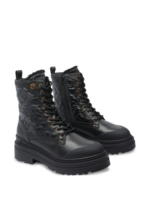 PINKO quilted lace-up boots - Black - zdjęcie produktu nr 2