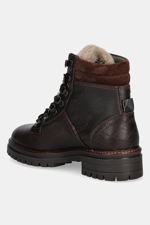Barbour botki skórzane Bamburgh damskie kolor brązowy na płaskim obcasie ocieplone LFO0770BR96 - zdjęcie produktu nr 2