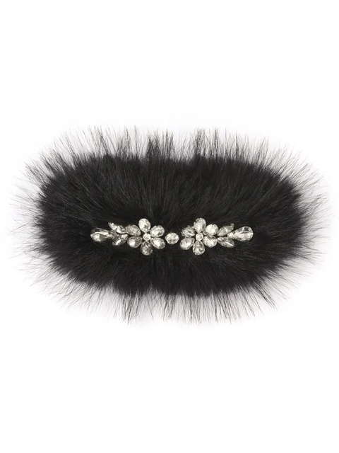 Simone Rocha faux-fur crystal embellishment hair clip - Black - zdjęcie produktu nr 1