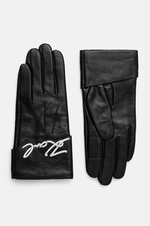 Karl Lagerfeld rękawiczki skórzane damskie kolor czarny 246W3608 - zdjęcie produktu nr 2