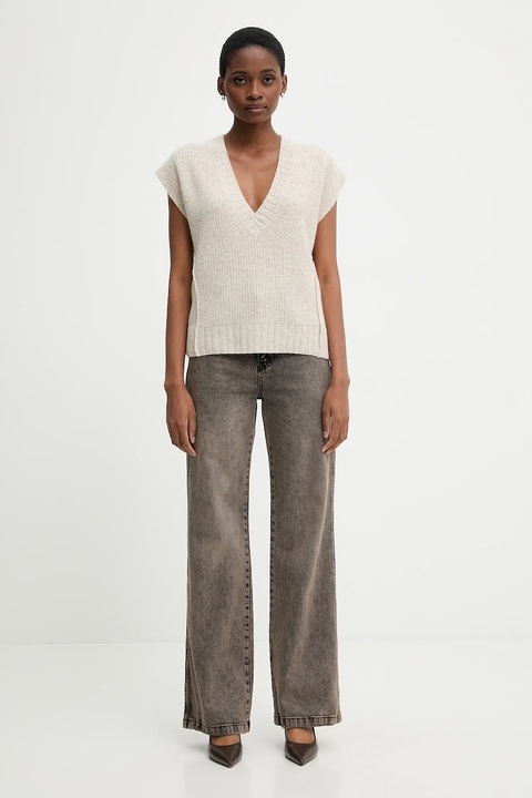 United Colors of Benetton kamizelka z dodatkiem wełny damski kolor beżowy 126WD4033 - zdjęcie produktu nr 2