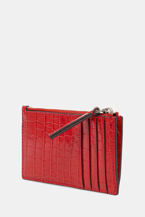 Tory Burch portfel skórzany Kira Croc Zip Card damski kolor czerwony 174546.600 - zdjęcie produktu nr 2
