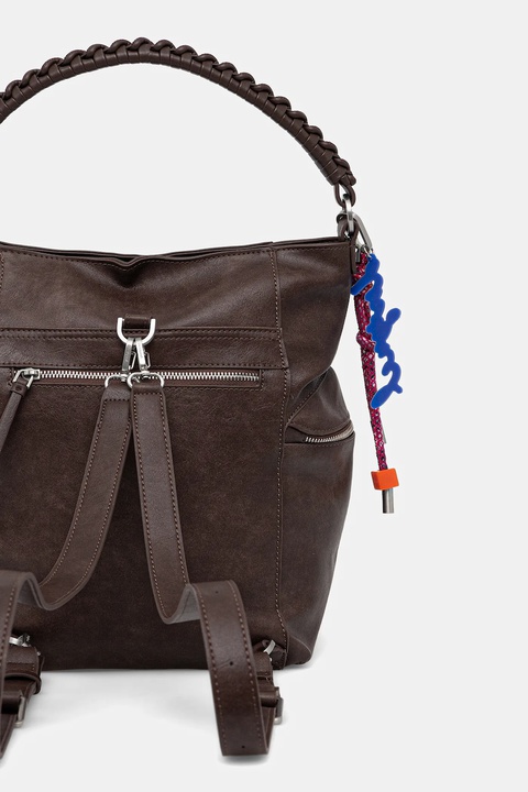 Desigual torebka HALF LOGO ARICA kolor brązowy 25WAKP29 - zdjęcie produktu nr 2