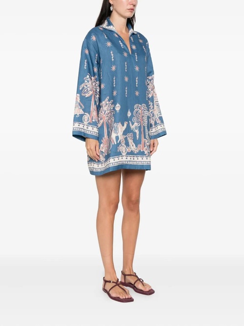 ALEMAIS Acacia collared graphic-print mini dress - Blue - zdjęcie produktu nr 2