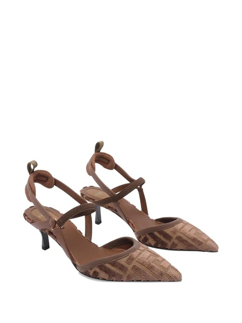 FENDI 55mm FF-logo slingback heeled pumps - Brown - zdjęcie produktu nr 2