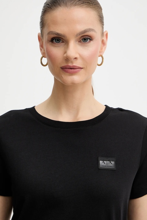 Armani Exchange t-shirt bawełniany damski kolor czarny XW001386 AF10356 - zdjęcie produktu nr 2