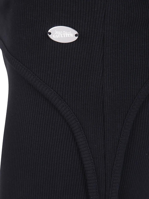 Jean Paul Gaultier ribbed garter-detail shorts - Black - zdjęcie produktu nr 1