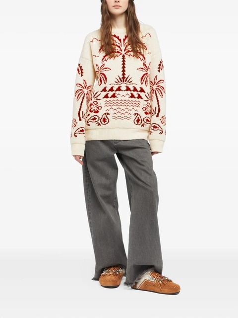 Alanui Glimpse Of Eden palm-tree paisley sweater - White - zdjęcie produktu nr 2