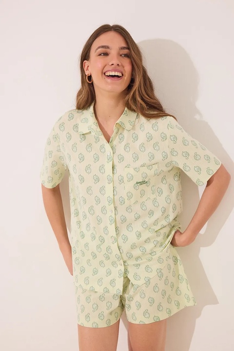 women'secret piżama bawełniana damska kolor zielony bawełniana 3599199 - zdjęcie produktu nr 1