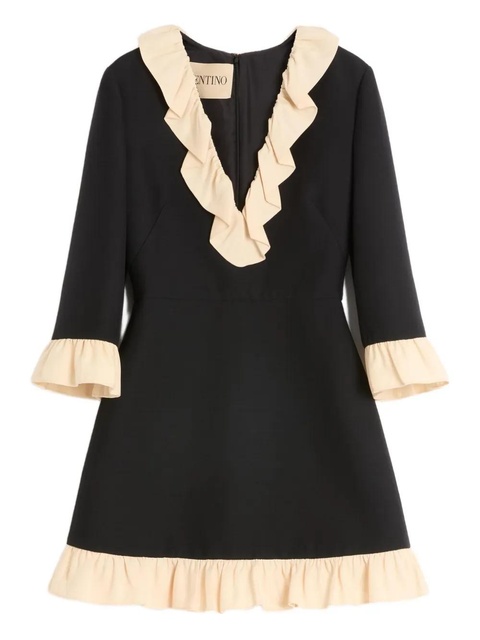 Valentino Garavani ruffle-trim mini dress - Black - zdjęcie produktu nr 1