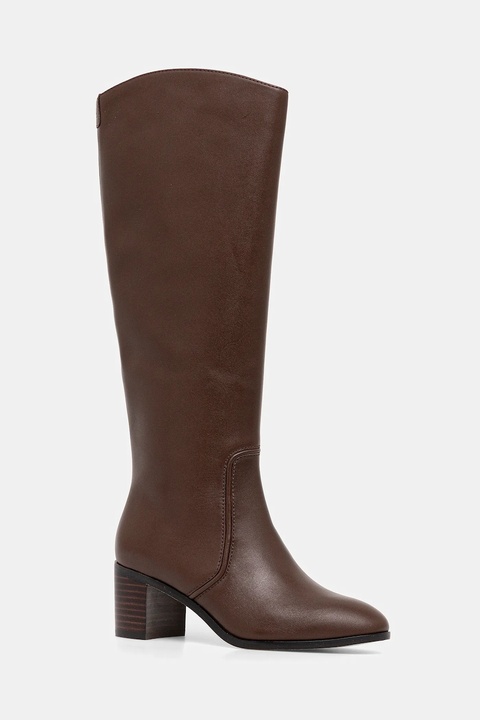 Lauren Ralph Lauren kozaki skórzane Charly damskie kolor brązowy na słupku 802974388002 - zdjęcie produktu nr 1