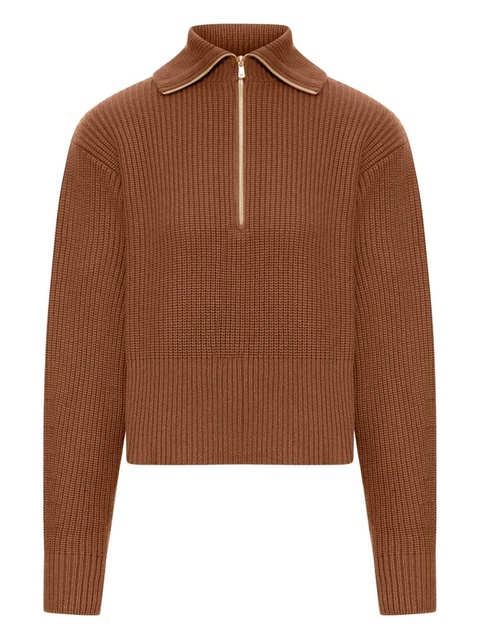 Max Mara ribbed wool zip-neck sweater - Brown - zdjęcie produktu nr 1