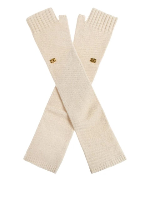 GANNI ribbed logo-detail gloves - Neutrals - zdjęcie produktu nr 2