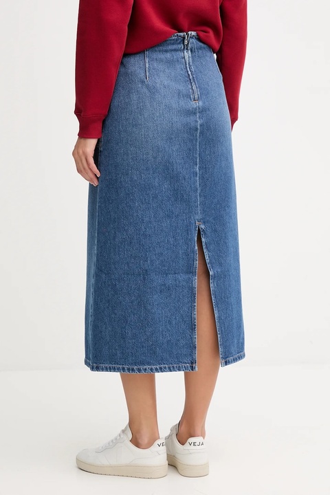 Tommy Hilfiger spódnica jeansowa bawełniana kolor niebieski midi prosta WW0WW46737 - zdjęcie produktu nr 2