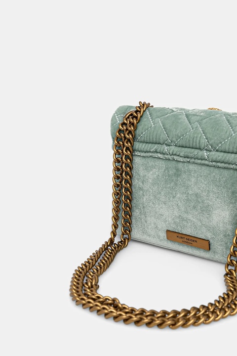 Kurt Geiger London torebka welurowa VELVET MINI KENSINGTON kolor zielony 5018373789 - zdjęcie produktu nr 1