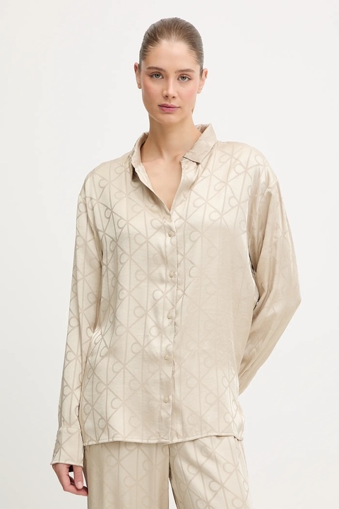 Calvin Klein Underwear piżama damska kolor beżowy satynowa LV00QS7574 - zdjęcie produktu nr 2