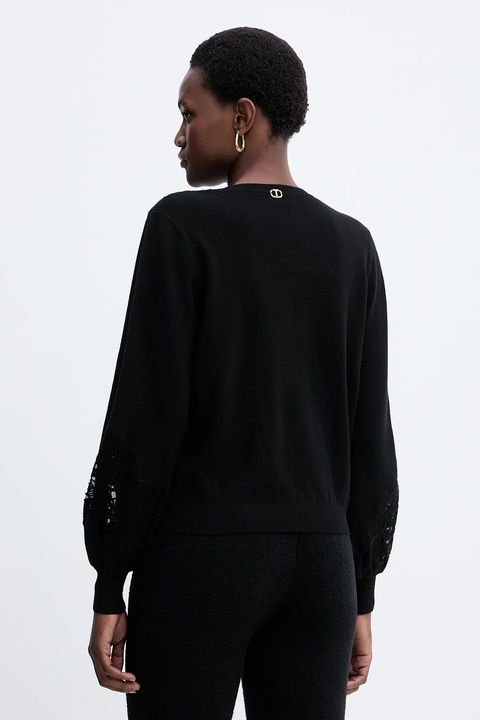 Twinset sweter z domieszką wełny damski kolor czarny 252TT3440 - zdjęcie produktu nr 2