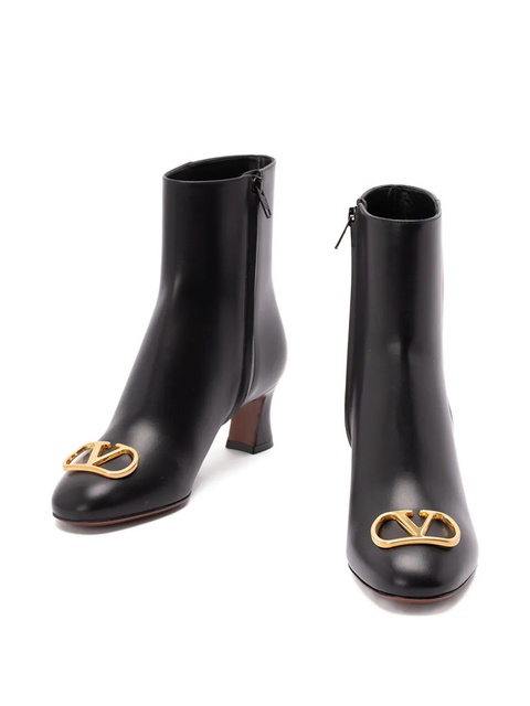 Valentino Garavani 60mm logo-plaque leather boots - Black - zdjęcie produktu nr 1