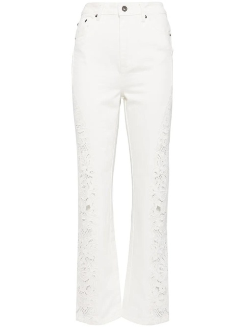Self-Portrait embroidered cotton jeans - White - zdjęcie produktu nr 1