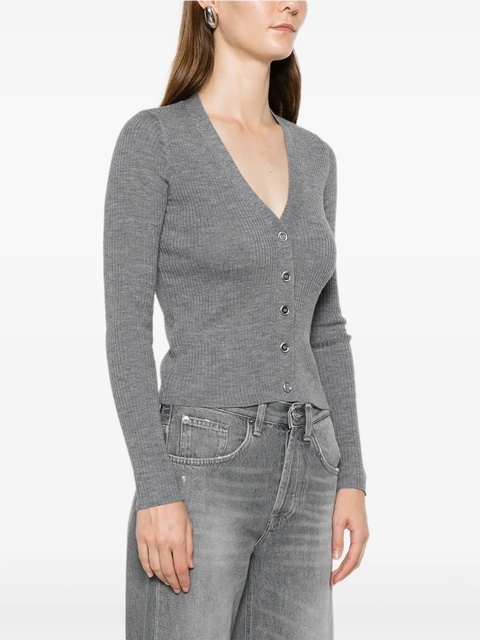 PINKO button ribbed cardigan - Grey - zdjęcie produktu nr 2
