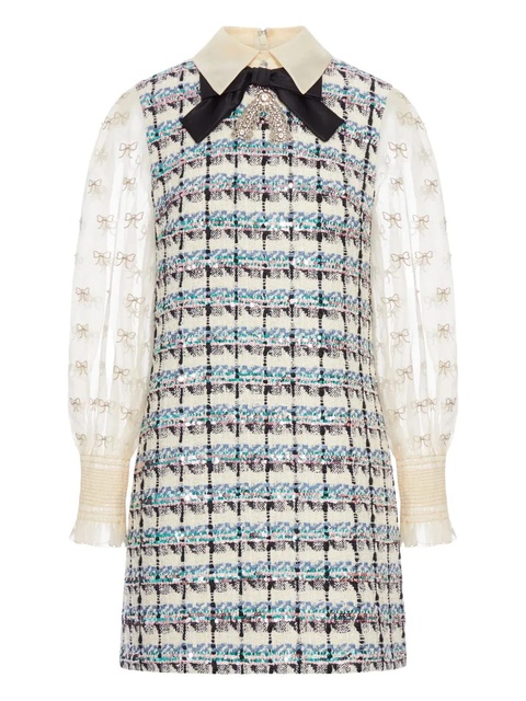 Valentino Garavani tweed dress with bow-embellished sleeves - Neutrals - zdjęcie produktu nr 1