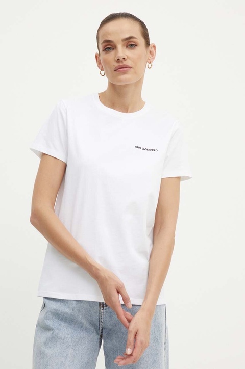 Karl Lagerfeld t-shirt bawełniany damski kolor biały 245W1714 - zdjęcie produktu nr 1