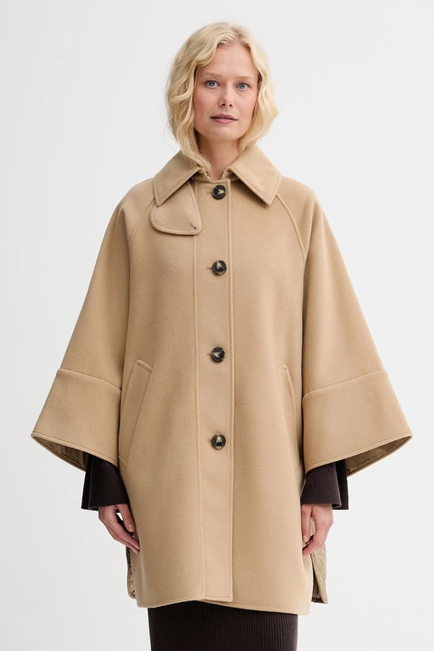 Weekend Max Mara płaszcz z dodatkiem wełny RUFO kolor beżowy 2525496012600 - zdjęcie produktu nr 1