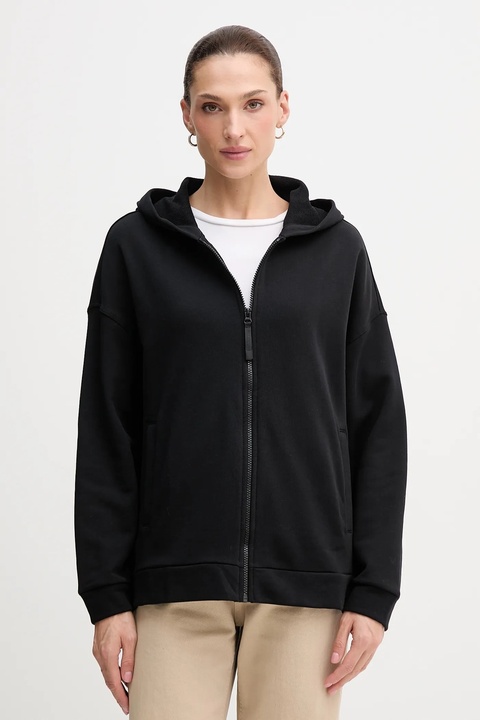 United Colors of Benetton bluza bawełniana damska kolor czarny z kapturem gładka 3UNID500R - zdjęcie produktu nr 1